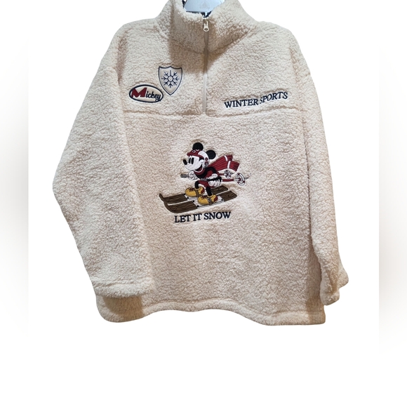 Disney Jackets & Blazers - Disney MICKEY MOUSE SKIING Sherpa Quarter-Zip Pullover Sweater Women's 2XL NEW